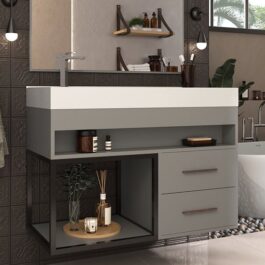 CONJUNTO BALCAO CORDOBA 80 CM COR CIMENTO/CIMENTO BELIZZE 89801616